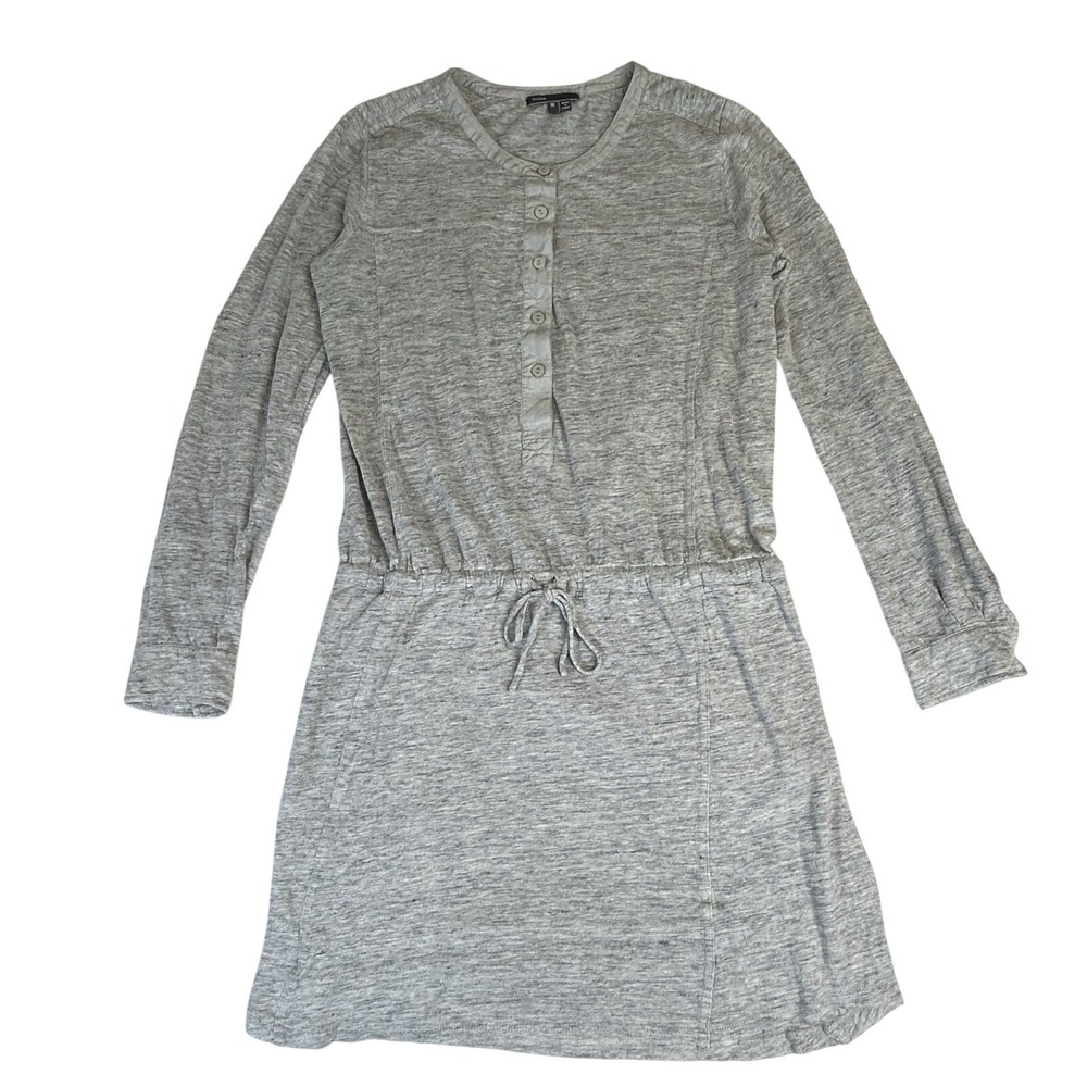 Vince‎ Grey Heathered Linen Henley Dress Long Sleeve Natural Fiber Size Medium